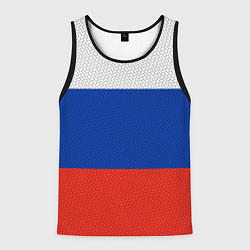 Майка-безрукавка мужская Триколор - флаг России плетёный, цвет: 3D-черный