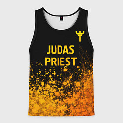 Майка-безрукавка мужская Judas Priest - gold gradient: символ сверху, цвет: 3D-черный