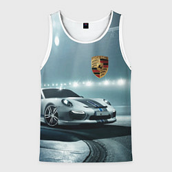 Майка-безрукавка мужская Porsche - racing route - motorsport, цвет: 3D-белый