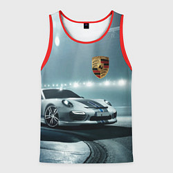 Майка-безрукавка мужская Porsche - racing route - motorsport, цвет: 3D-красный