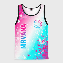 Майка-безрукавка мужская Nirvana neon gradient style: надпись, символ, цвет: 3D-черный