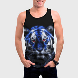 Майка-безрукавка мужская Синий неоновый тигр, цвет: 3D-черный — фото 2