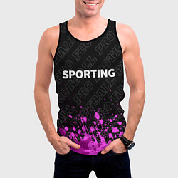 Майка-безрукавка мужская Sporting pro football: символ сверху, цвет: 3D-черный — фото 2