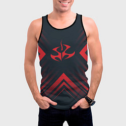 Майка-безрукавка мужская Красный символ Hitman на темном фоне со стрелками, цвет: 3D-черный — фото 2