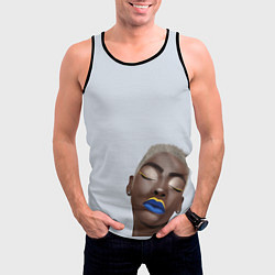 Майка-безрукавка мужская Портрет афро девушки, цвет: 3D-черный — фото 2