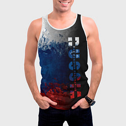 Майка-безрукавка мужская Флаг Russian Federation, цвет: 3D-белый — фото 2