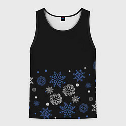 Майка-безрукавка мужская Снежинки - Новогодние, цвет: 3D-черный
