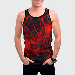 Майка-безрукавка мужская Кристаллы в красных нитях, цвет: 3D-черный — фото 2