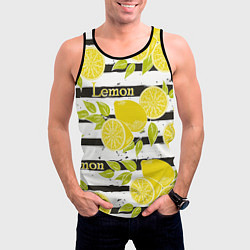 Майка-безрукавка мужская Лимон на чёрно-белом фоне, цвет: 3D-черный — фото 2