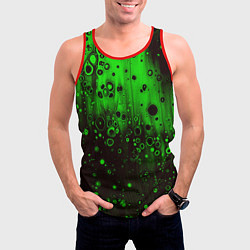 Майка-безрукавка мужская Зелёные краски и вода, цвет: 3D-красный — фото 2