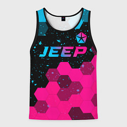 Майка-безрукавка мужская Jeep - neon gradient: символ сверху, цвет: 3D-черный