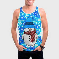 Майка-безрукавка мужская Снеговик в шапке, цвет: 3D-белый — фото 2