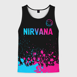 Майка-безрукавка мужская Nirvana - neon gradient: символ сверху, цвет: 3D-черный