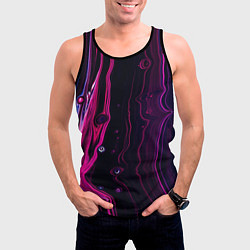 Майка-безрукавка мужская Фиолетовые линии песка во тьме, цвет: 3D-черный — фото 2