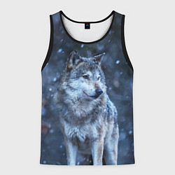 Майка-безрукавка мужская Лесной волк, цвет: 3D-черный