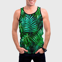 Майка-безрукавка мужская Тропические растения - текстура, цвет: 3D-черный — фото 2