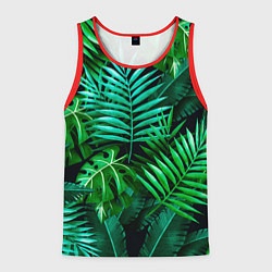 Майка-безрукавка мужская Тропические растения - текстура, цвет: 3D-красный