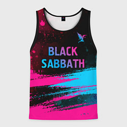 Майка-безрукавка мужская Black Sabbath - neon gradient: символ сверху, цвет: 3D-черный