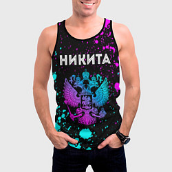 Майка-безрукавка мужская Никита и неоновый герб России, цвет: 3D-черный — фото 2