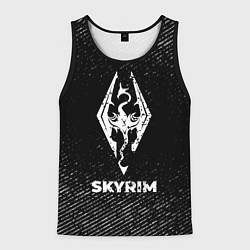 Майка-безрукавка мужская Skyrim с потертостями на темном фоне, цвет: 3D-черный