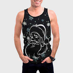Майка-безрукавка мужская Дед Мороз и снежинки, цвет: 3D-черный — фото 2