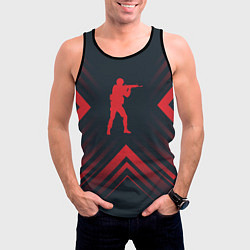 Майка-безрукавка мужская Красный символ Counter Strike на темном фоне со ст, цвет: 3D-черный — фото 2