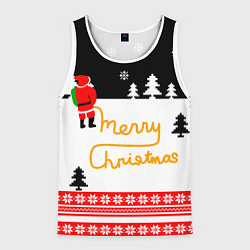 Майка-безрукавка мужская Merry christmas - Санта Клаус, цвет: 3D-белый