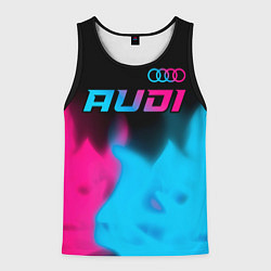 Майка-безрукавка мужская Audi - neon gradient: символ сверху, цвет: 3D-черный