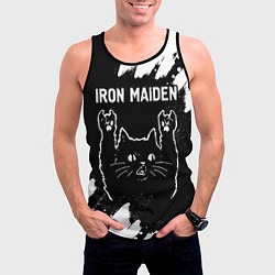 Майка-безрукавка мужская Группа Iron Maiden и рок кот, цвет: 3D-черный — фото 2