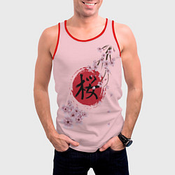 Майка-безрукавка мужская Цветущая вишня с иероглифом cакура, цвет: 3D-красный — фото 2