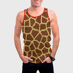 Майка-безрукавка мужская Текстура жирафа, цвет: 3D-красный — фото 2
