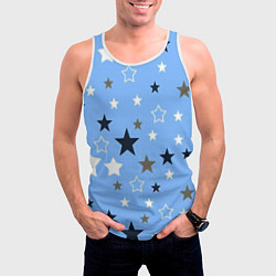 Майка-безрукавка мужская Звёзды на голубом фоне, цвет: 3D-белый — фото 2