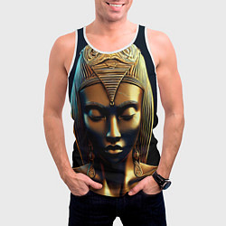 Майка-безрукавка мужская Нейросеть - золотая статуя египетской царицы, цвет: 3D-белый — фото 2