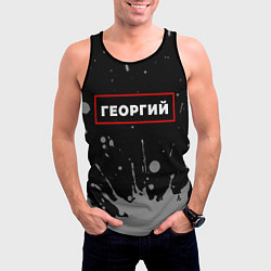 Майка-безрукавка мужская Георгий - в красной рамке на темном, цвет: 3D-черный — фото 2