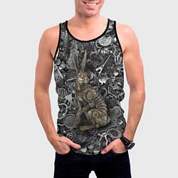 Майка-безрукавка мужская Металлический заяц - стимпанк, цвет: 3D-черный — фото 2