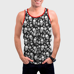Майка-безрукавка мужская Череп и розы с шипами, цвет: 3D-красный — фото 2