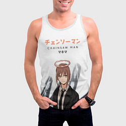 Майка-безрукавка мужская Человек-бензопила Макима, цвет: 3D-белый — фото 2