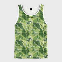 Майка-безрукавка мужская Милитари листья крупные, цвет: 3D-белый