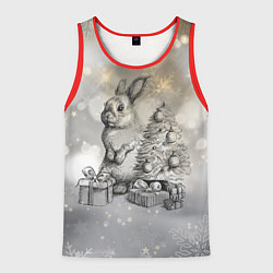 Майка-безрукавка мужская Кролик карандошом, цвет: 3D-красный