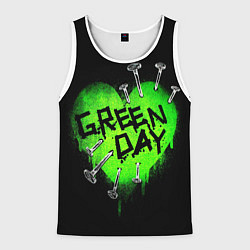 Майка-безрукавка мужская Green day heart nails, цвет: 3D-белый