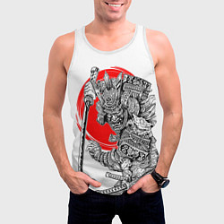 Майка-безрукавка мужская Самурай с мечом на белом фоне, цвет: 3D-белый — фото 2