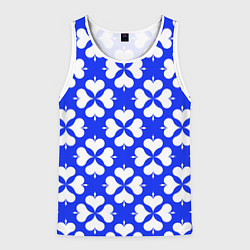 Майка-безрукавка мужская Четырехлистный клевер синий, цвет: 3D-белый