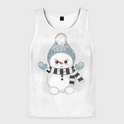 Майка-безрукавка мужская Милый снеговик и снежинки, цвет: 3D-белый