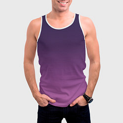 Майка-безрукавка мужская Пурпурный-лиловый градиент, цвет: 3D-белый — фото 2