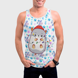 Майка-безрукавка мужская Хомячок с гирнядой, цвет: 3D-белый — фото 2