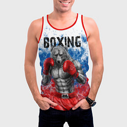 Майка-безрукавка мужская Бокс - Россия, цвет: 3D-красный — фото 2