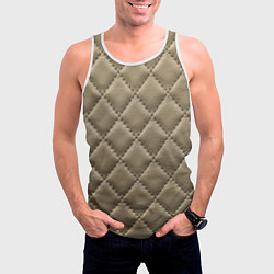 Майка-безрукавка мужская Стёганая кожа - fashion texture, цвет: 3D-белый — фото 2