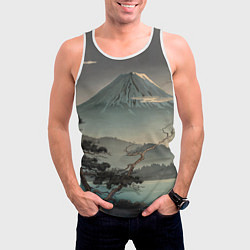 Майка-безрукавка мужская Великий вулкан Фудзияма, цвет: 3D-белый — фото 2
