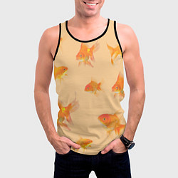 Майка-безрукавка мужская Золотые рыбки в фоне, цвет: 3D-черный — фото 2