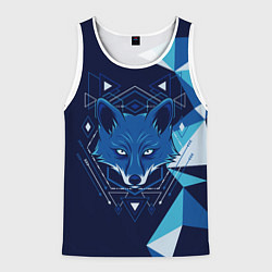 Майка-безрукавка мужская Голова синей лисы, цвет: 3D-белый